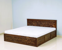 Jodhpur Solid Wood King Size Bed with Box Storage Furniselan-Teak-Finish
