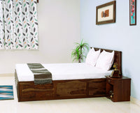 Jodhpur Solid Wood King Size Bed with Box Storage Furniselan-Teak-Finish