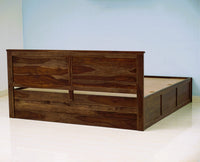 Singapore Solid Wood King Size Bed with Box Storage Furniselan-Teak-Finish
