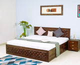 Pune Solid Wood King Size Bed with Box Storage