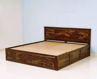 Hong Kong Solid Wood King Size Bed with Box Storage Furniselan-Teak-Finish