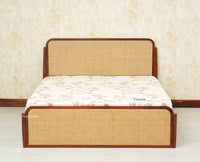 Maui Solid Mango Wood Queen Size Bed with Storage Trolly Brown Finish