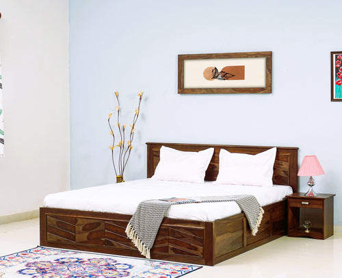 Hong Kong Solid Wood King Size Bed with Box Storage Furniselan