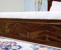 Hong Kong Solid Wood King Size Bed with Box Storage Furniselan-Teak-Finish