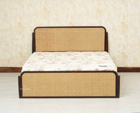 Maui Solid Mango Wood Queen Size Bed with Storage Trolly Grey Finish