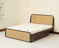 Maui Solid Mango Wood Queen Size Bed with Storage Trolly Grey Finish
