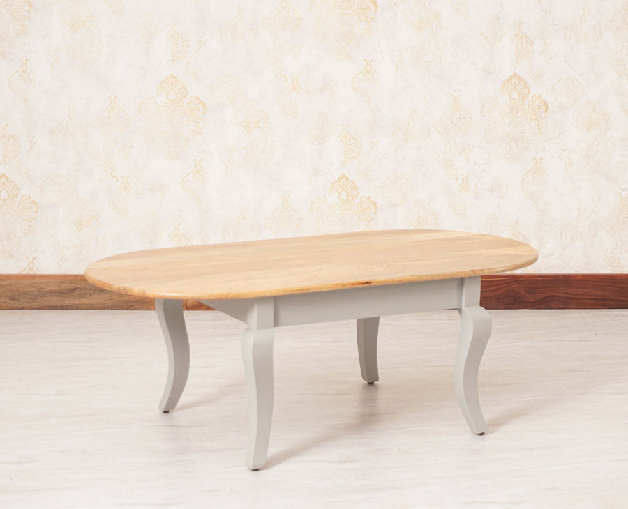 Mumbai Solid Wood Oval Coffee Table - Coffee Table - Furniselan - Cool-Grey
