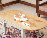 Mumbai Solid Wood Oval Coffee Table - Coffee Table - Furniselan - Silt-Green