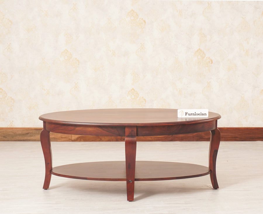 Denmark Sheesham Wood Oval Coffee Table - Coffee Table - Furniselan - Rosewood-Finish