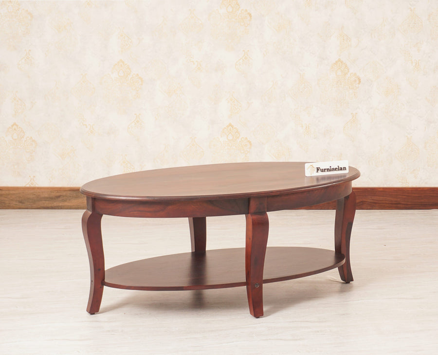 Denmark Sheesham Wood Oval Coffee Table - Coffee Table - Furniselan - Rosewood-Finish