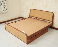 Maui Solid Mango Wood King Size Bed with Storage Trolly Brown Finish