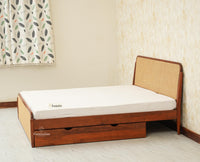 Maui Solid Mango Wood King Size Bed with Storage Trolly Brown Finish