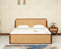 Maui Solid Mango Wood King Size Bed with Storage Trolly Brown Finish