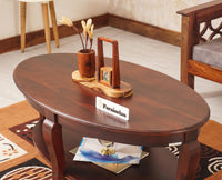 Denmark Sheesham Wood Oval Coffee Table - Coffee Table - Furniselan - Rosewood-Finish
