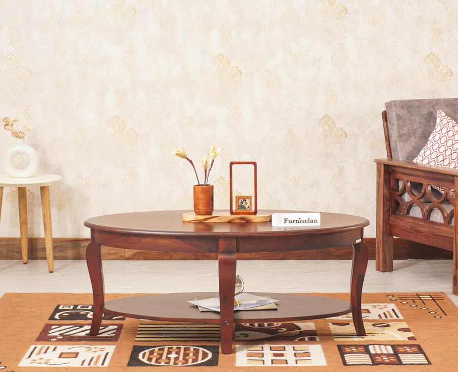Denmark Sheesham Wood Oval Coffee Table - Coffee Table - Furniselan - Rosewood-Finish