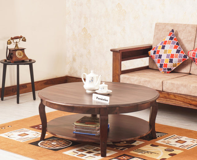 Denmark Sheesham Wood Round Coffee Table Furniselan - Grey-Finish