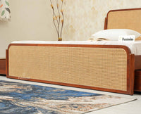 Maui Solid Mango Wood King Size Bed with Storage Trolly Brown Finish