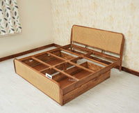 Maui Solid Mango Wood King Size Bed with Storage Trolly Natural Oak