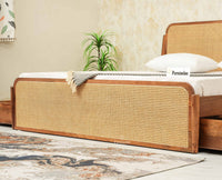 Maui Solid Mango Wood King Size Bed with Storage Trolly Natural Oak