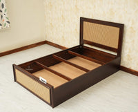 Boston Solid Wood Single Size Storage Bed for Home, Hotels and PG Grey Finish