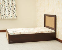 Boston Solid Wood Single Size Storage Bed for Home, Hotels and PG Grey Finish