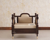 Boston Sheesham Wood Rattan Cane One Seater Sofa - Three Seater Sofa - Furniselan Grey-Finish