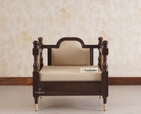 Boston Sheesham Wood Rattan Cane One Seater Sofa - Three Seater Sofa - Furniselan Grey-Finish