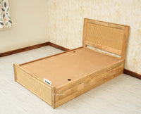 Boston Solid Wood Single Size Storage Bed for Home, Hotels and PG Natural Finish
