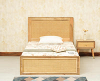 Boston Solid Wood Single Size Storage Bed for Home, Hotels and PG Natural Finish