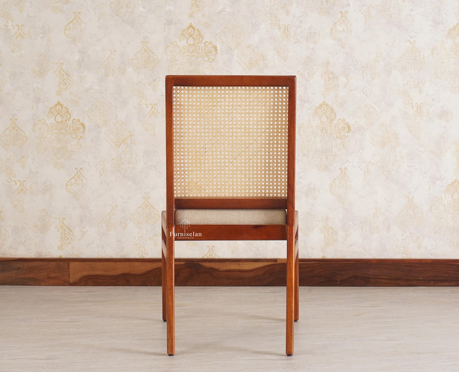 Boston Solid Wood Rattan Cane Chair Set of Two - Dining Chair - Furniselan Brown-Finish
