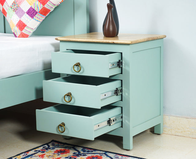 Aleppo Wooden Bedside Table Furniselan Silt-Green