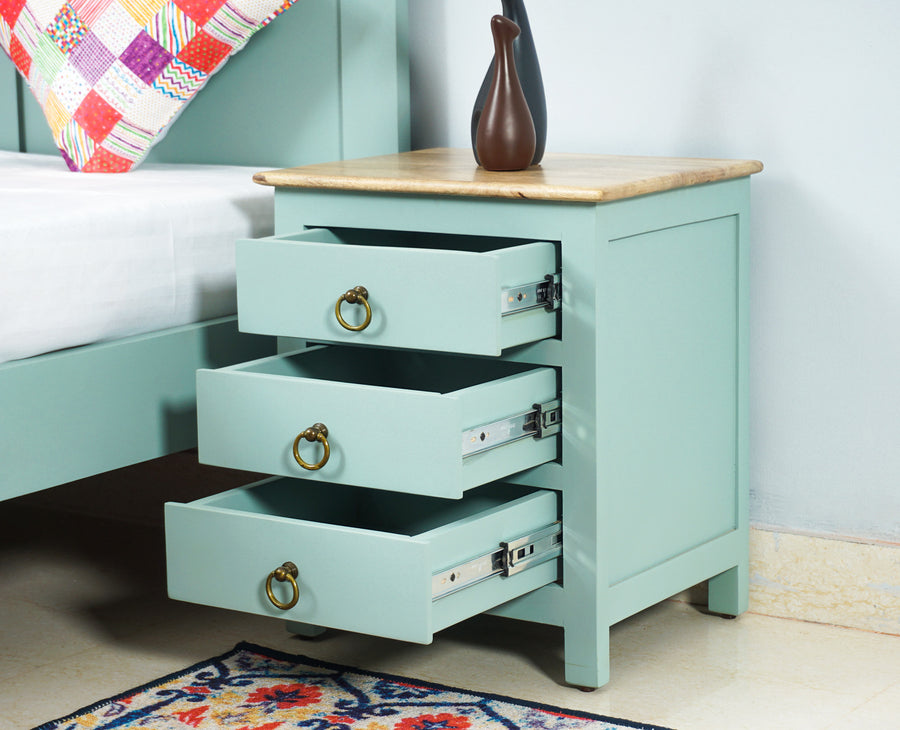Aleppo Wooden Bedside Table Furniselan Silt-Green