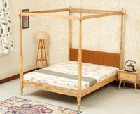 Nashville Solid Wood King Size Four Poster Bed Natural Finish