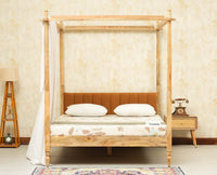 Nashville Solid Wood King Size Four Poster Bed Natural Finish