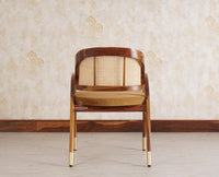 Boston Cardiff Solid Wood Rattan Arm Chair - Dining Chair - Furniselan Teak-Finish