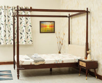 Nashville Solid Wood King Size Four Poster Bed Grey Finish