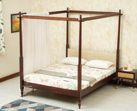 Nashville Solid Wood King Size Four Poster Bed Grey Finish