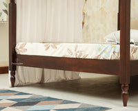 Nashville Solid Wood King Size Four Poster Bed Grey Finish