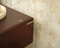 Boston Wooden Rattan Cane One Drawer Bedside Table Grey Finish