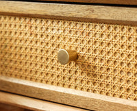 Boston Wooden Rattan Cane One Drawer Bedside Table Natural Finish