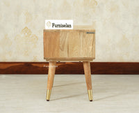 Boston Wooden Rattan Cane One Drawer Bedside Table Natural Finish