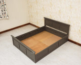 Alexandria Solid Wood Queen Size Bed with Hydraulic Storage Box - Furniselan-Slate-Grey