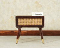 Boston Wooden Rattan Cane One Drawer Bedside Table