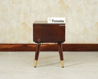 Boston Wooden Rattan Cane One Drawer Bedside Table Grey Finish
