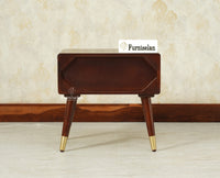 Boston Wooden Rattan Cane One Drawer Bedside Table Grey Finish
