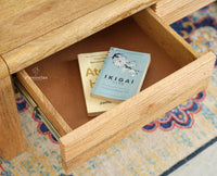 Ibiza Modern Coffee Table Two Drawers Natural Finish