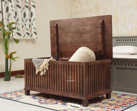 Deccan Slatted Trunk Box Storage Coffee Table Furniselan Grey Finish