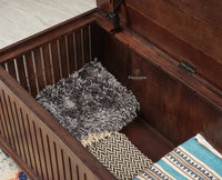 Deccan Slatted Trunk Box Storage Coffee Table Furniselan Grey Finish
