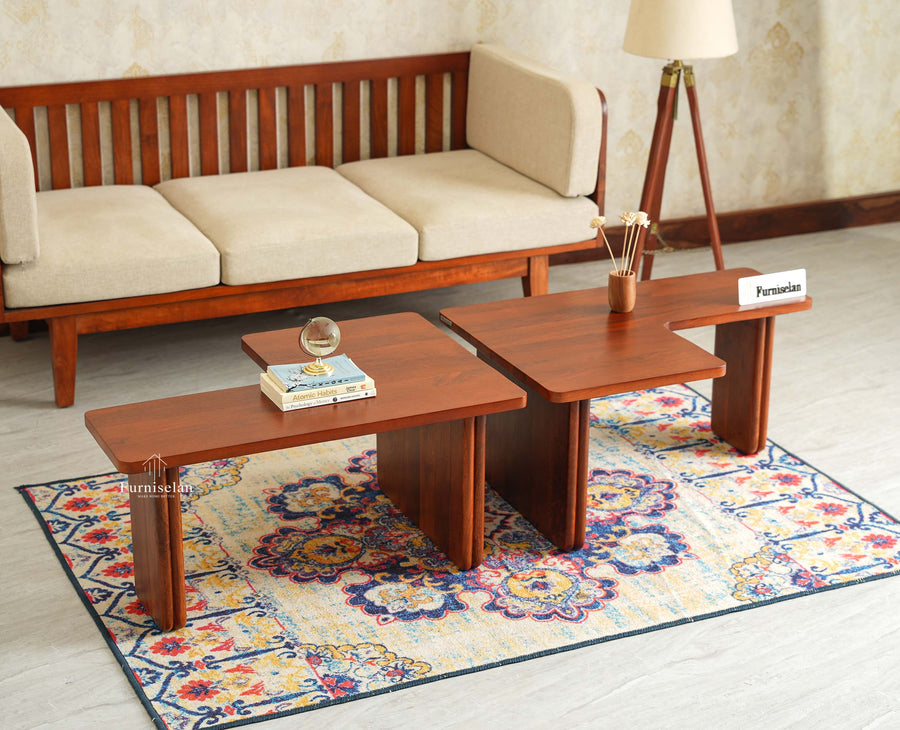 Pivot Flexi Wooden Coffee Table Multi Functions Use Coffee & Side Table Brown Finish