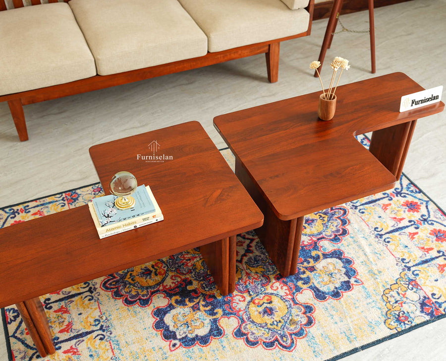 Pivot Flexi Wooden Coffee Table Multi Functions Use Coffee & Side Table Brown Finish